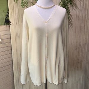 Eileen Fisher Cream Button-Up Cardigan Sweater, Size 1X, NWOT, Cotton